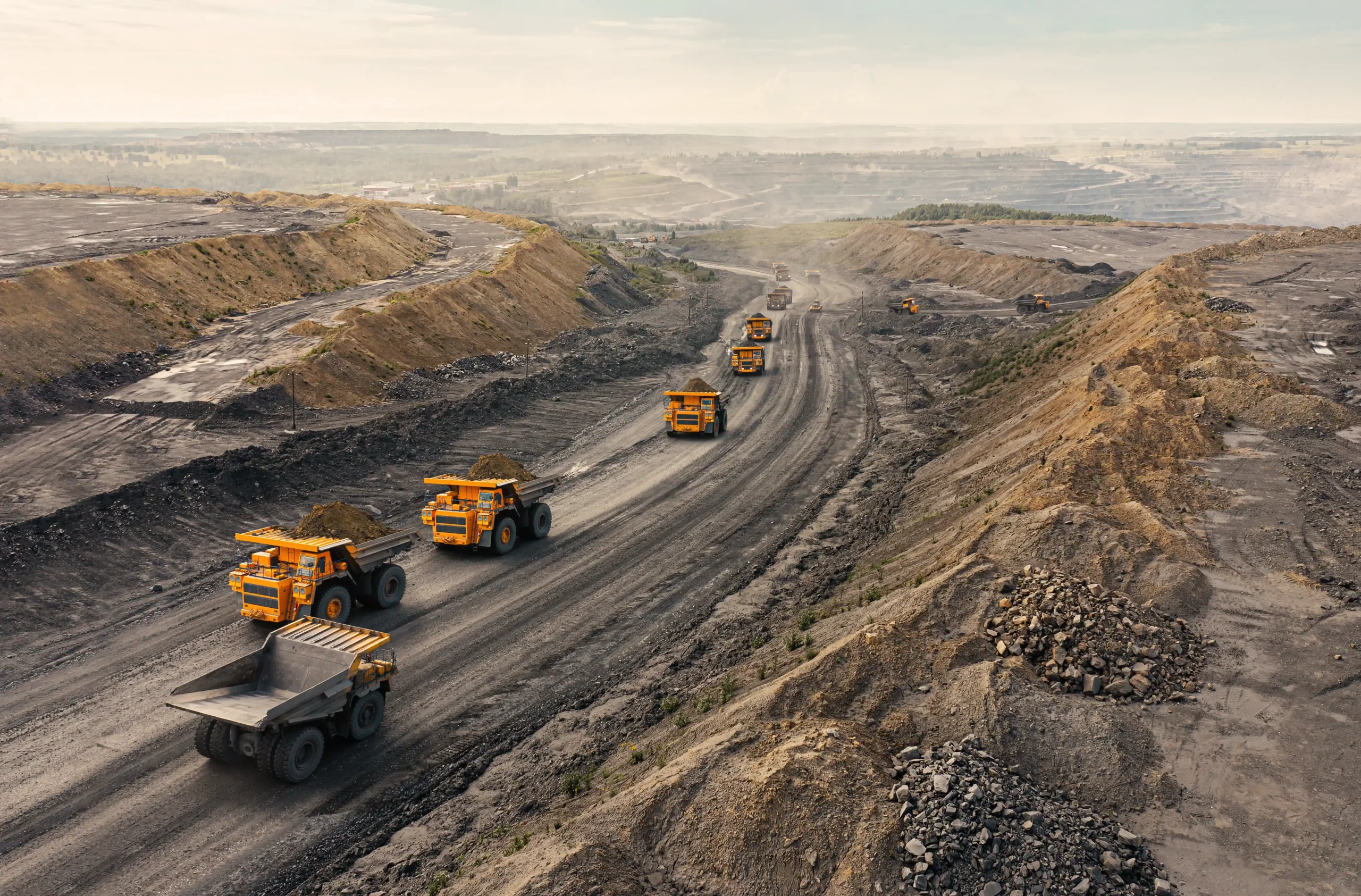 Mining truck fleet equipped with ISO 21815 compliant collision avoidance systems CAS — Mine Safe Global Level 9 protection