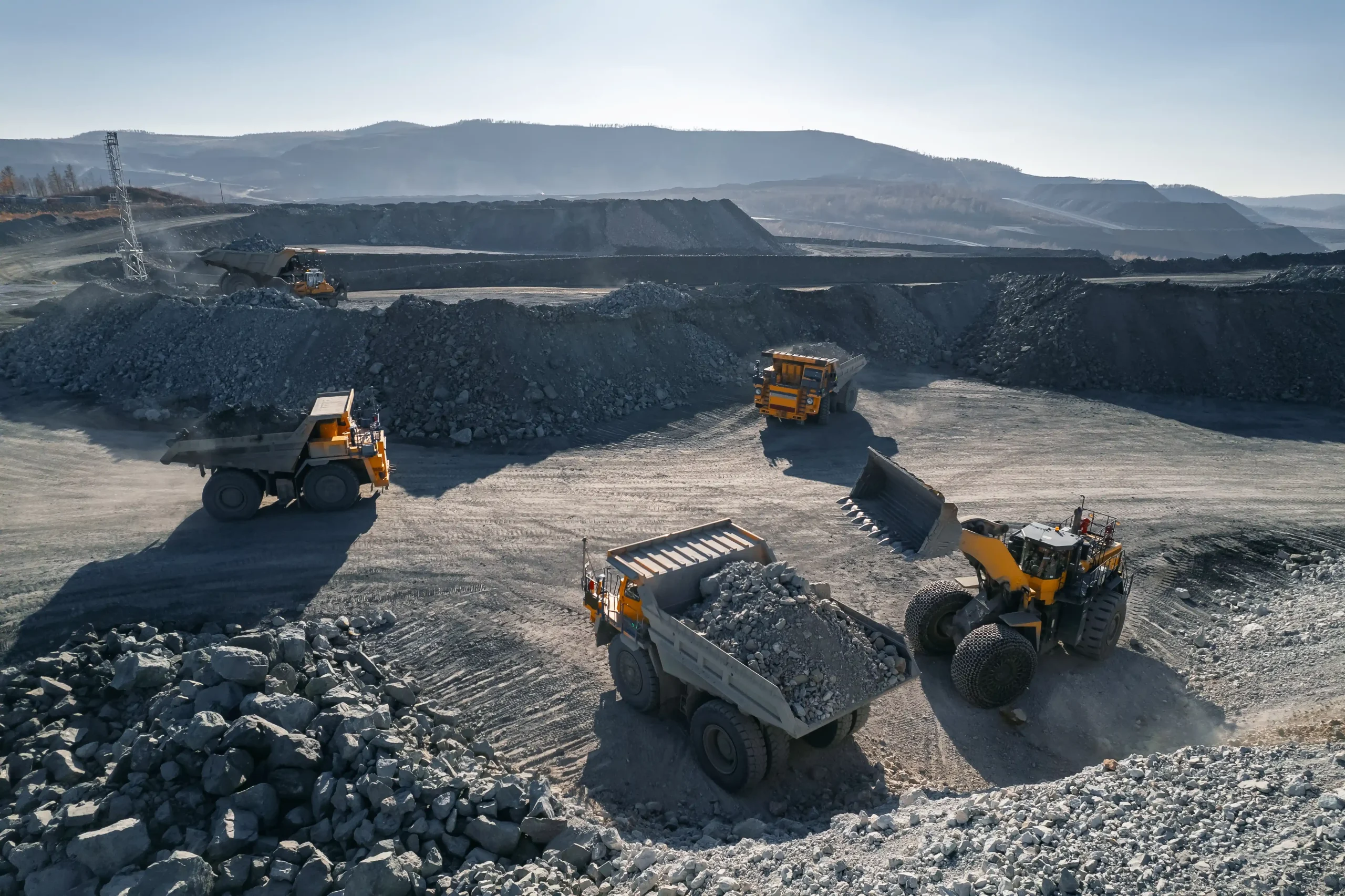 Underground mining tunnel with CAS collision prevention system installed — protecting workers from LHDs and trackless mobile machinery